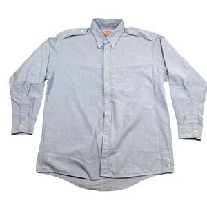 Red Kap Mens Light Blue Long Sleeve Oxford Work Shirt Epaulets SR70LBB 17.5-35